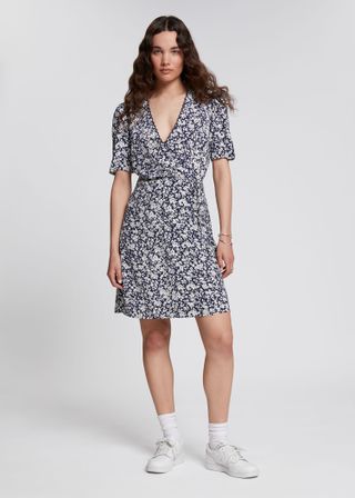 & Other Stories + Floral Print Linen Wrap Minidress