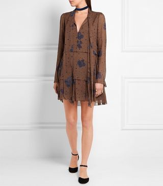 See by Chloé + Pussy-Bow Printed Silk Mini Dress