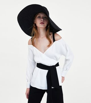 Zara + Contrasting Off The Shoulder Top