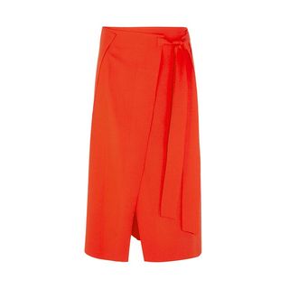 Cedric Charlier + Wool-Blend Wrap Midi Skirt