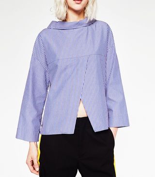 Zara TRF + Crossover Striped Top