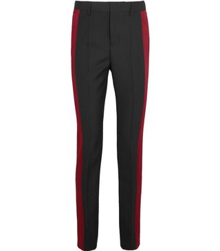 Haider Ackermann + Satin-Paneled Wool-Crepe Tapered Pants