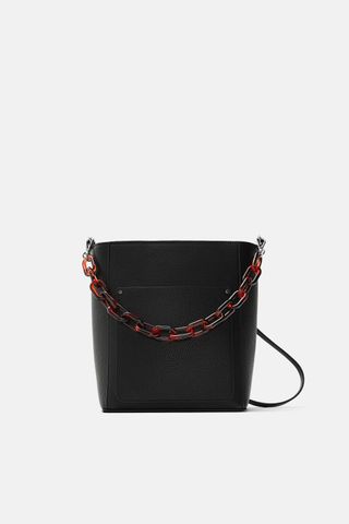 Zara + Bucket Bag With Tortoise Shell Chain