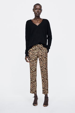 Zara + Animal Print Chino Pants