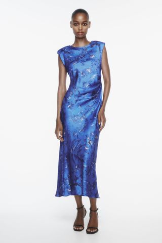 Zara + Printed Satin Dress