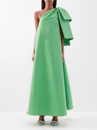 Bernadette + Winne One-Shoulder Taffeta Gown