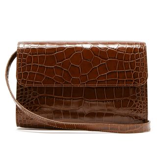 By Far + Crossover Crocodile-Effect Leather Bag