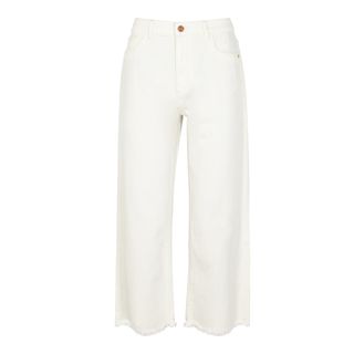 DL1961 + Hepburn Off-White Wide-Leg Jeans