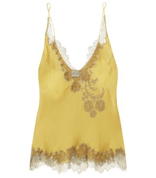 Carine Gilson + Chantilly Lace-Trimmed Silk-Satin Camisole