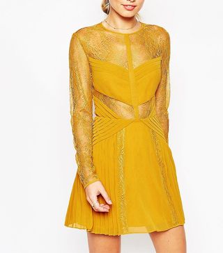 ASOS + Lace and Pleat Detail Mini Dress