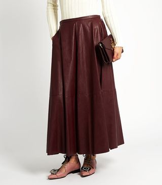MM6 by Maison Margiela + Mid-Rise Faux-Leather Midi Skirt