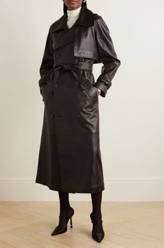 Nour Hammour + + Net Sustain Henri Belted Leather Trench Coat