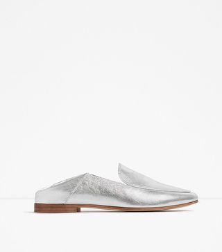 Zara + Metallic Leather Loafers