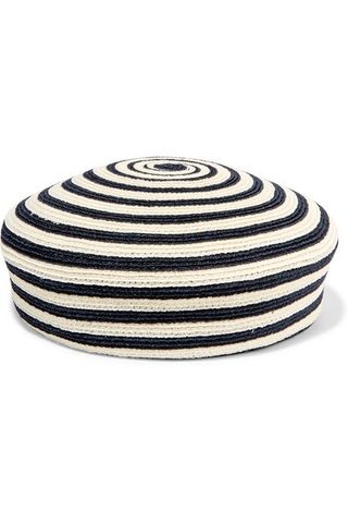 Gucci + Striped Woven Hemp and Cotton-Blend Beret