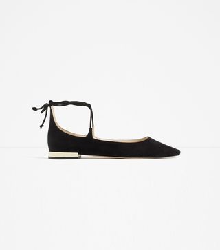 Zara + Lace-Up Ballet Flats