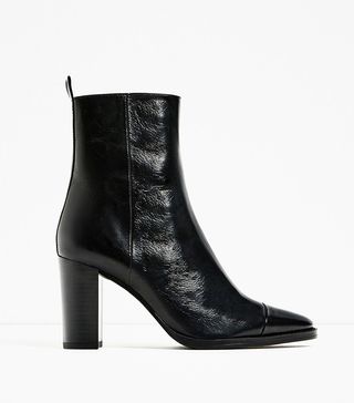 Zara + Leather High Heel Ankle Boots