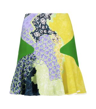 Peter Pilotto + Fluted Printed Crepe Mini Skirt
