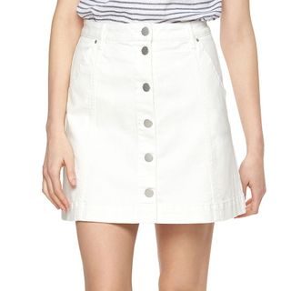 LC Lauren Conrad + Button-Front Jean Skirt