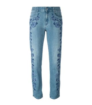Stella McCartney + Embroidered Floral Jeans