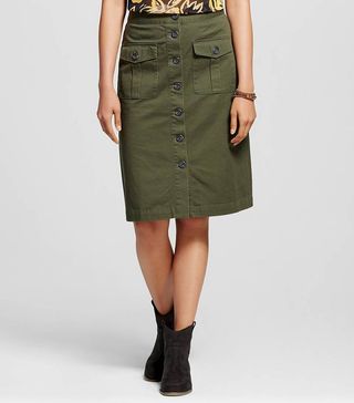 Who What Wear + Button Front Midi Skirt