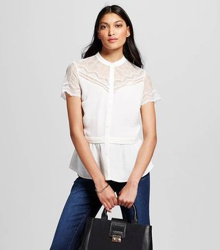 Who What Wear + Lace Sleeve Blouse