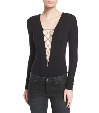 T by Alexander Wang + Lace-Up Jersey Bodysuit
