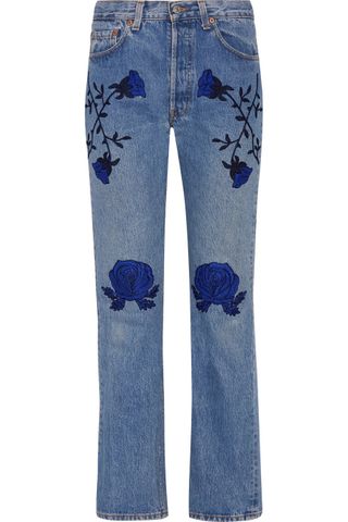 Bliss and Mischief + Conjure Embroidered Mid-Rise Straight Leg Jeans
