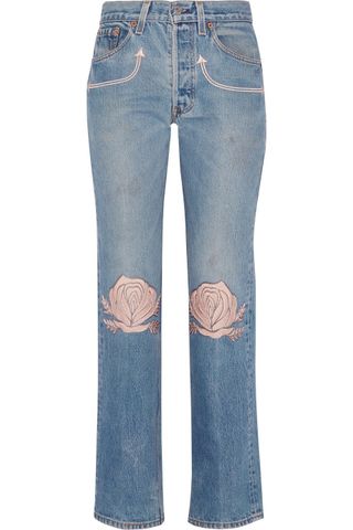 Bliss and Mischief + Song of the West Embroidered Mid-Rise Straight-Leg Jeans