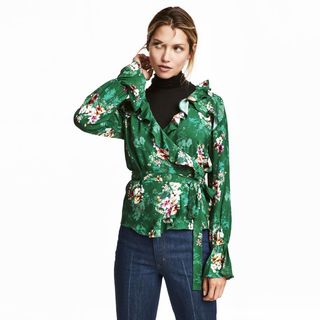 H&M + Frilled Wrap Over Blouse