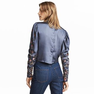 H&M + Satin Blouse With Embroidery