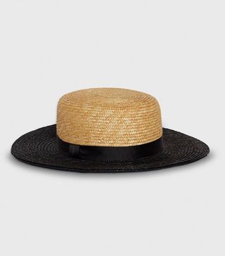 Who What Wear + Women's Straw Boater Hat Natural With Black