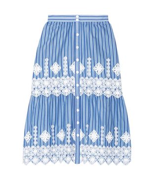 Miguelina + Carolina Crochet-trimmed Striped Cotton Skirt
