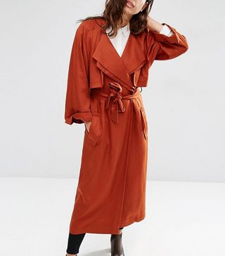 ASOS + Trench With Roll Back Sleeve and Double Collar Detail