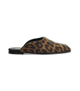 Stella McCartney + Leopard-Print Faux Calf Hair Slippers