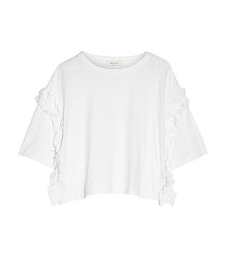 Steve J & Yoni P + Ruffle-Trimmed Cotton-Jersey T-Shirt