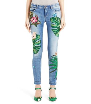 Dolce & Gabbana + Embroidered Skinny Jeans