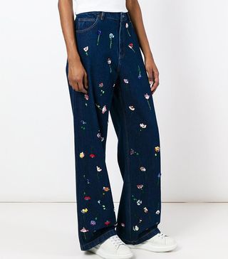 Ashish + Flower Embroidered Jeans