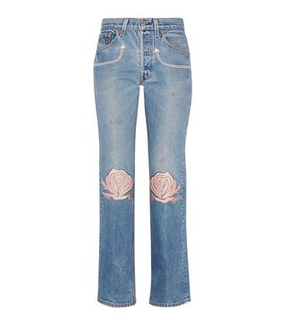 Bliss & Mischief + Song Of The West Embroidered Mid-Rise Straight-Leg Jeans