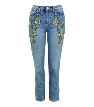 Topshop + MOTO Embroidered Straight Jeans