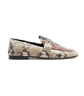 Isabel Marant + Fezzy Collapsible-Heel Python-Effect Loafers