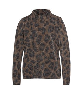 Topshop Unique + Sidgwick Leopard-Print Jersey and Lurex Top