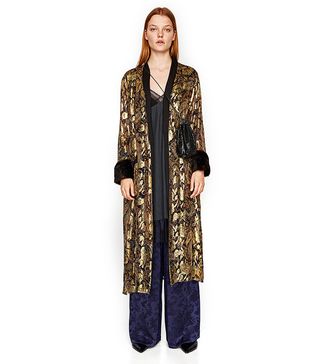 Zara + Shiny Silk Jacquard Kimono