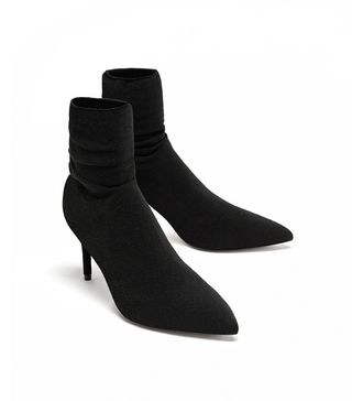 Zara + High-Heel Sock-Style Ankle Boots