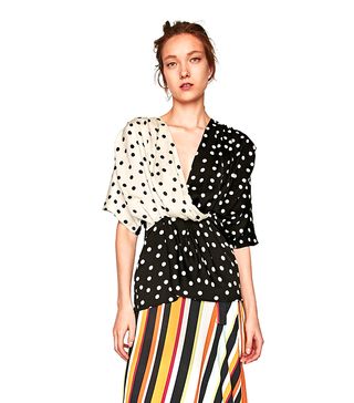 Zara + Combined Polka-Dot Shirt