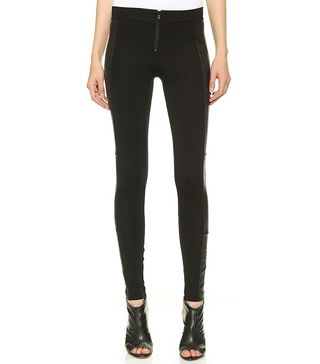 Alice + Olivia + Front Zip Leggings with Leather Panels