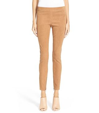 Vince + Ankle Zip Suede Leggings