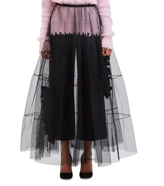 MSGM + Women’s Long Tiered Tulle Skirt in Black