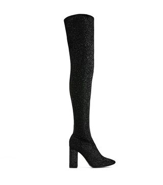 Zara + Over-the-Knee High Heel Sock Boots