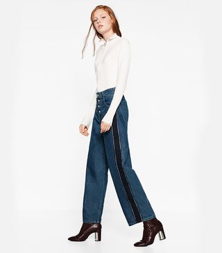 Zara + Mom Fit Jeans With Side Stripes