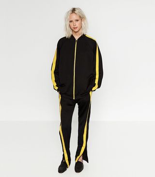 Zara + Yellow Stripe Sweatshirt